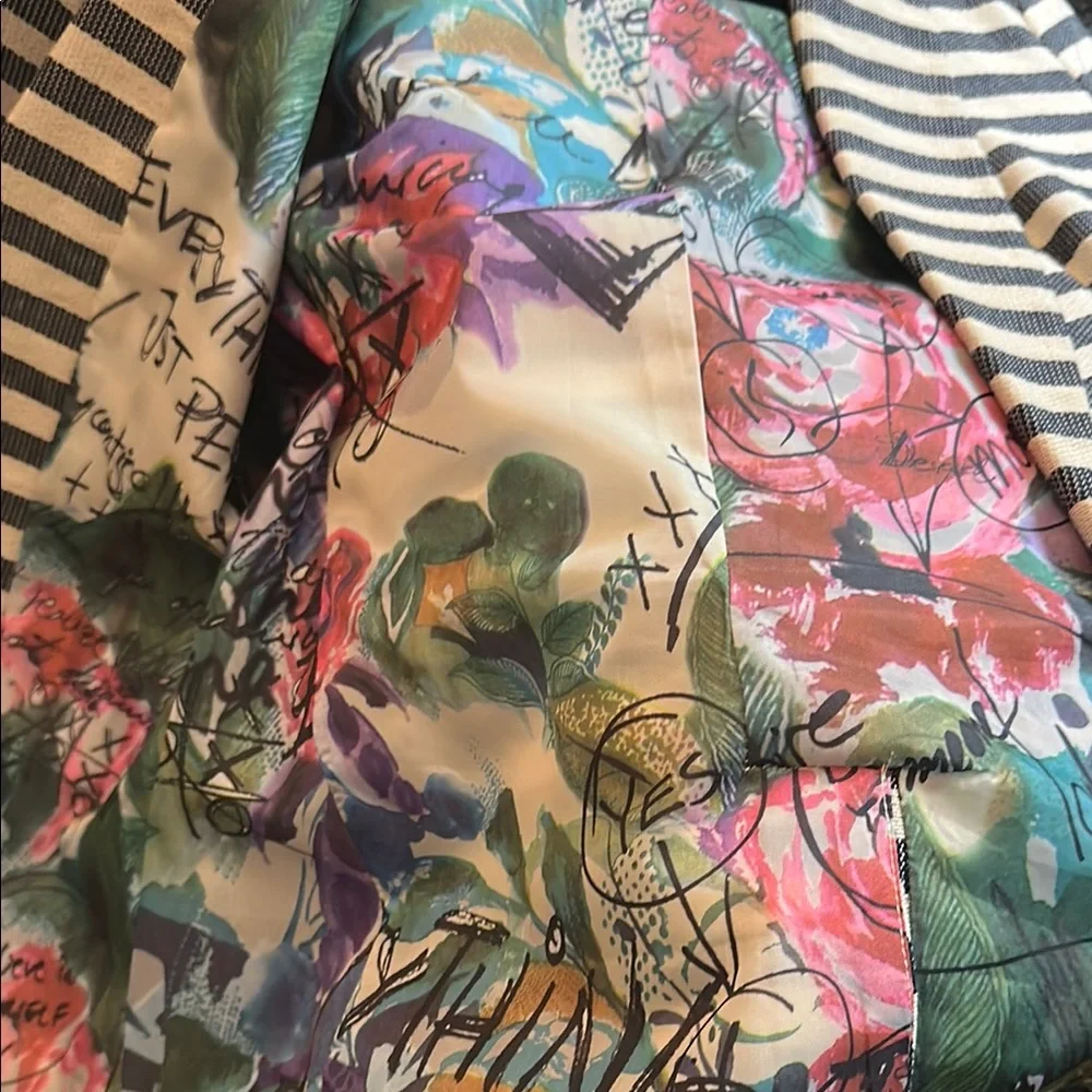Striped Women's Blazer with Artistic Accents - Picture 10 of 13